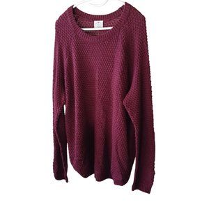 ST JOHN'S BAY CREW NECK KNITTED BERGUNDY PULLOVER SWEATER SIZE XXL
